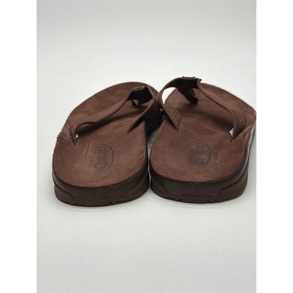 Chaco Playa Pro Leather Flip Flop Sandals Mens 8 Brown Suede LUVSEAT Footbed